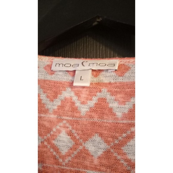 womens size large Open Front Cardigan Aztec Peachy Coral  Eclectic Light - Picture 3 of 15